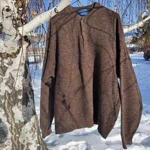 Pendleton Shetland Wool 3 Button Henley Sweater Size XL